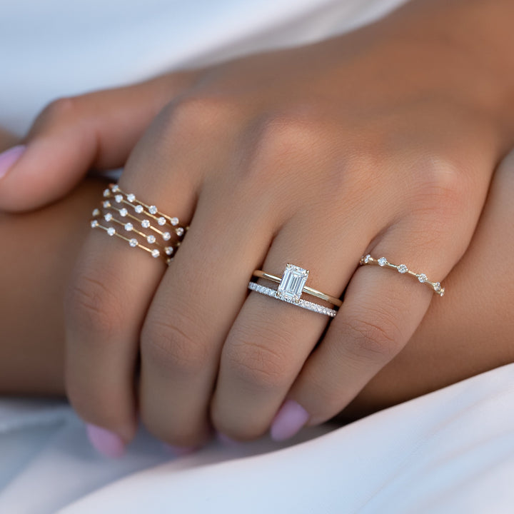 The Pave Liberty Emerald Lab Diamond Moissanite Engagement Ring *Shown with 1 ct #material_gold