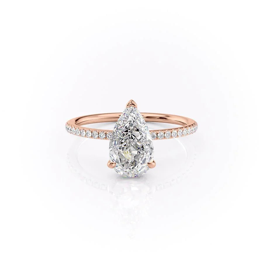 The Pave Liberty Set With Pear Pave Lab Diamond 1 Carat 14K Rose#material_rose