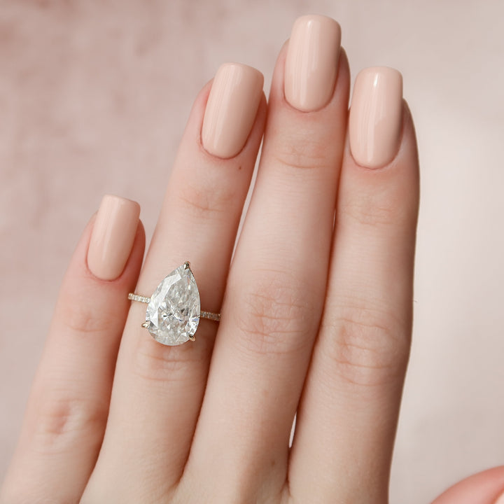 The Pave Liberty Pear Lab Diamond Moissanite Engagement Ring *Shown with 4.5 ct #material_gold