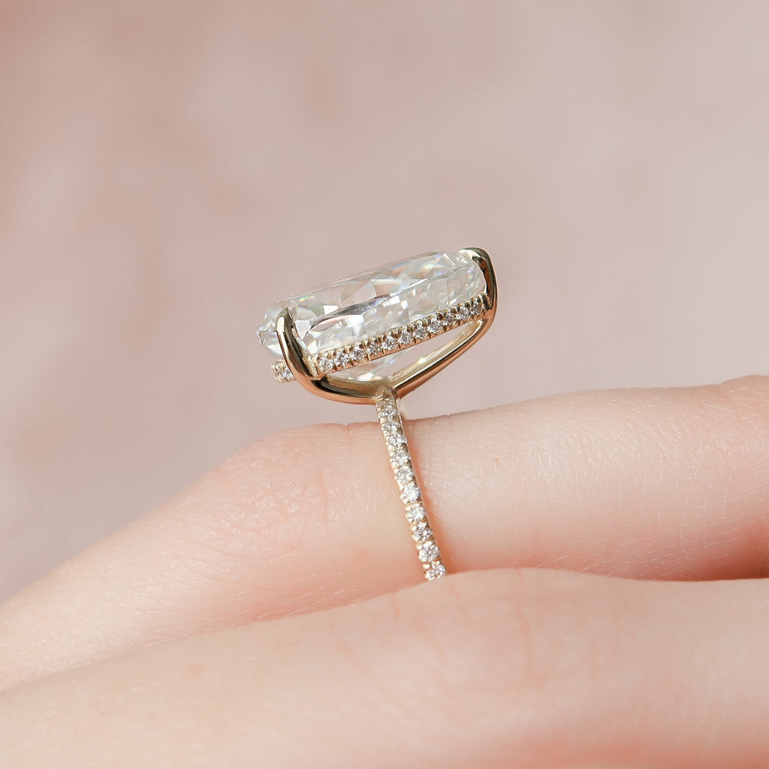 The Pave Liberty Pear Lab Diamond Moissanite Engagement Ring