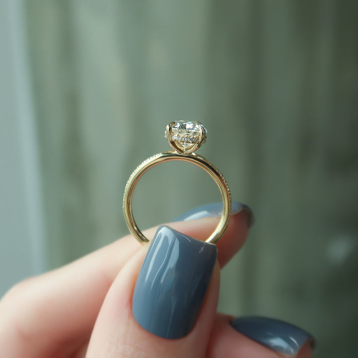 The Pave Liberty Pear Lab Diamond Moissanite Engagement Ring *Shown with 2 ct #material_gold