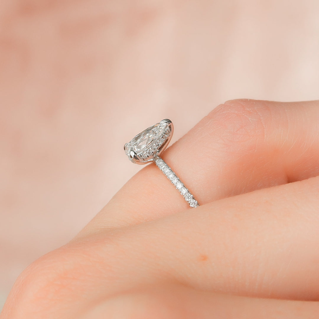 The Pave Liberty Pear Lab Diamond Moissanite Engagement Ring