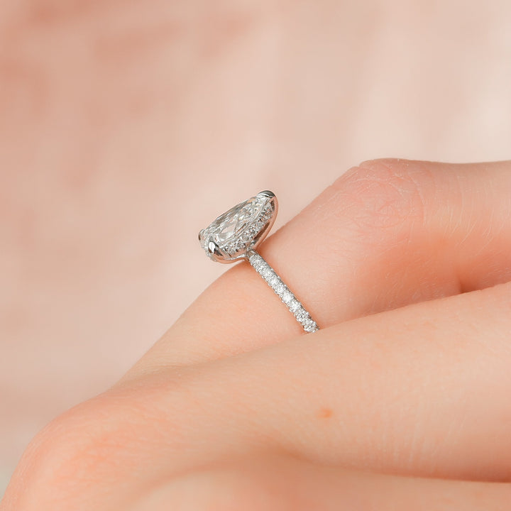 The Pave Liberty Pear Lab Diamond Moissanite Engagement Ring *Shown with 1 ct #material_white