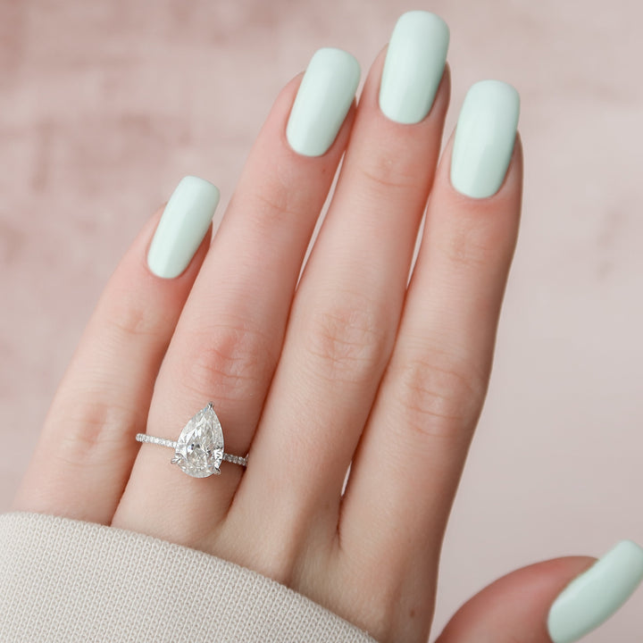 The Pave Liberty Pear Lab Diamond Moissanite Engagement Ring *Shown with 2.5 ct #material_white