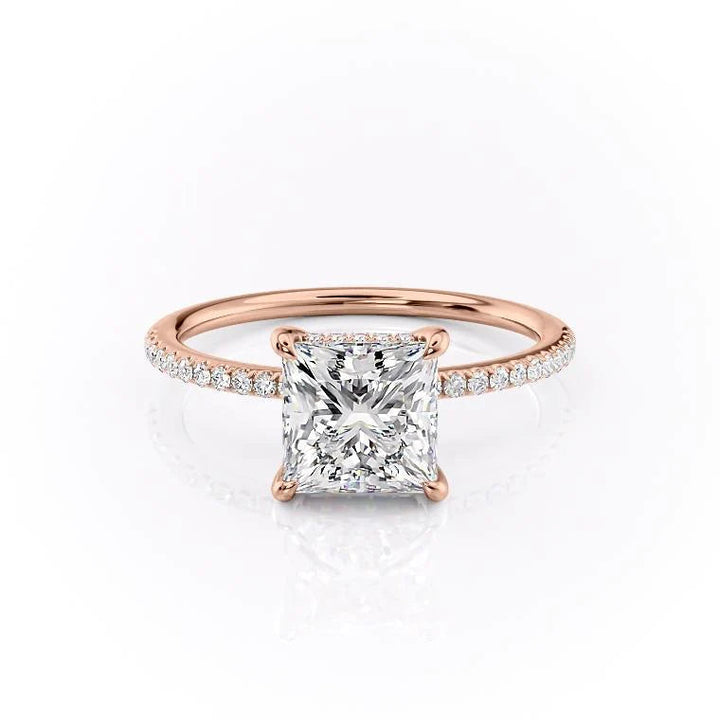 The Pave Liberty Set With Princess Pave Lab Diamond 1 Carat 14K Rose#material_rose