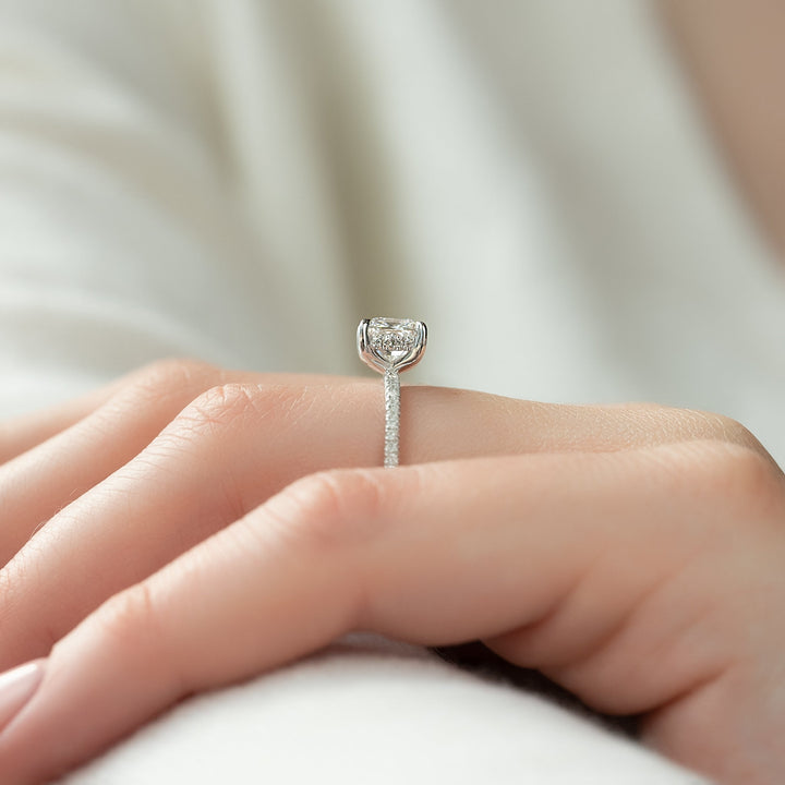 The Pave Liberty Princess Lab Diamond Moissanite Engagement Ring *Shown with 1 ct #material_white