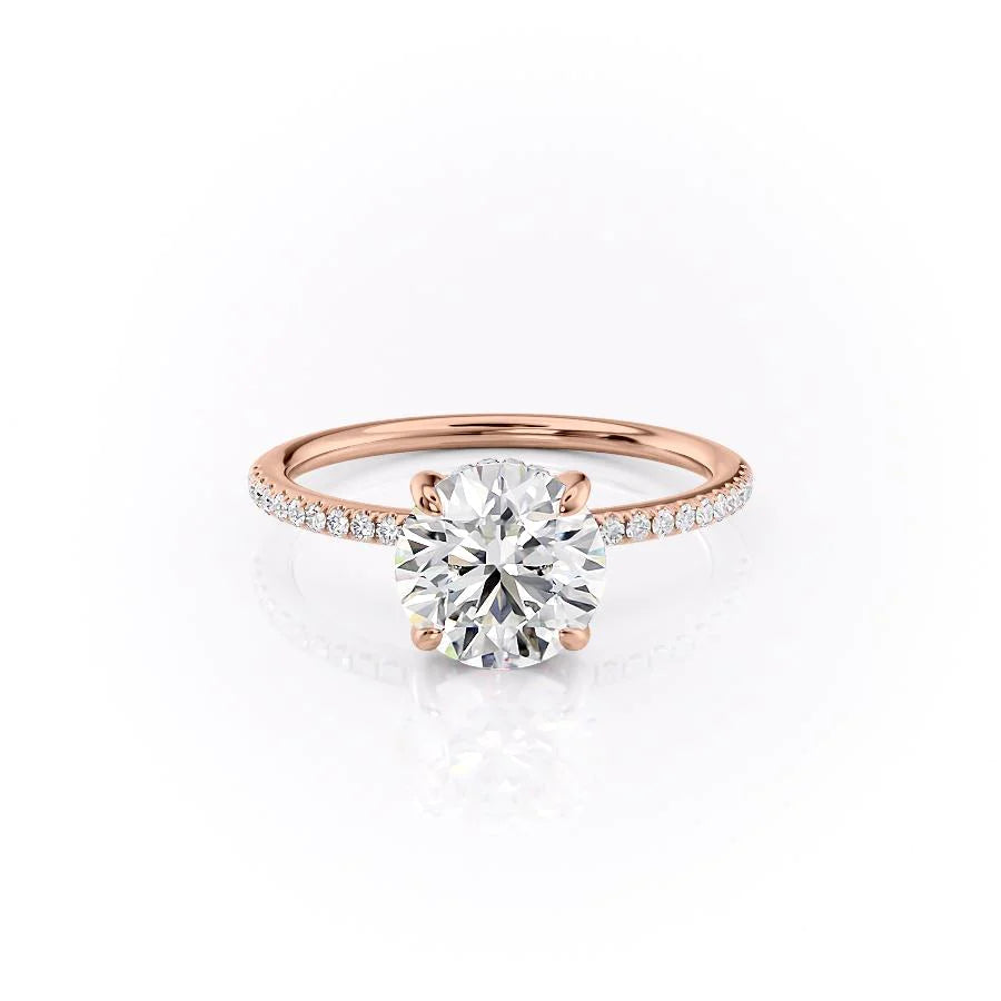 The Pave Liberty Set With Round Pave Lab Diamond 1 Carat 14K Rose#material_rose