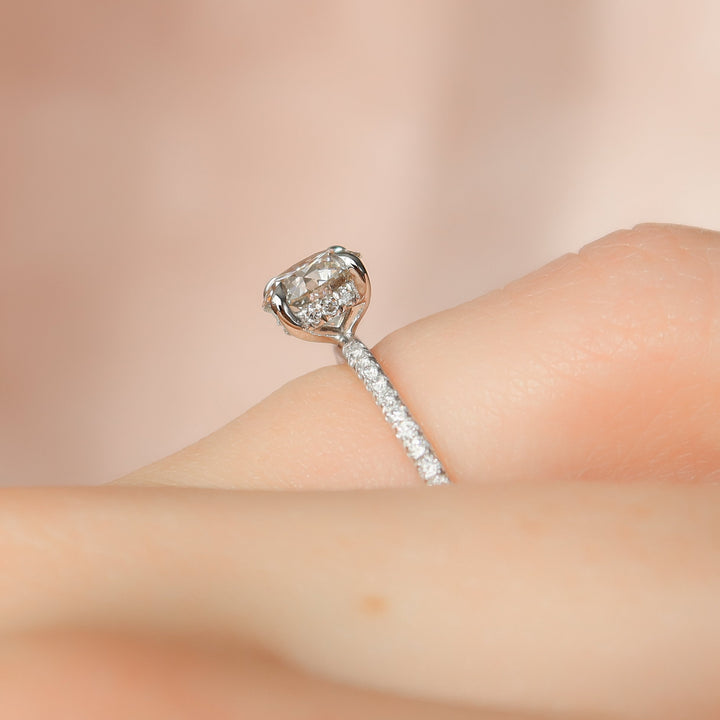 The Pave Liberty Round Lab Diamond Moissanite Engagement Ring *Shown with 1 ct #material_white