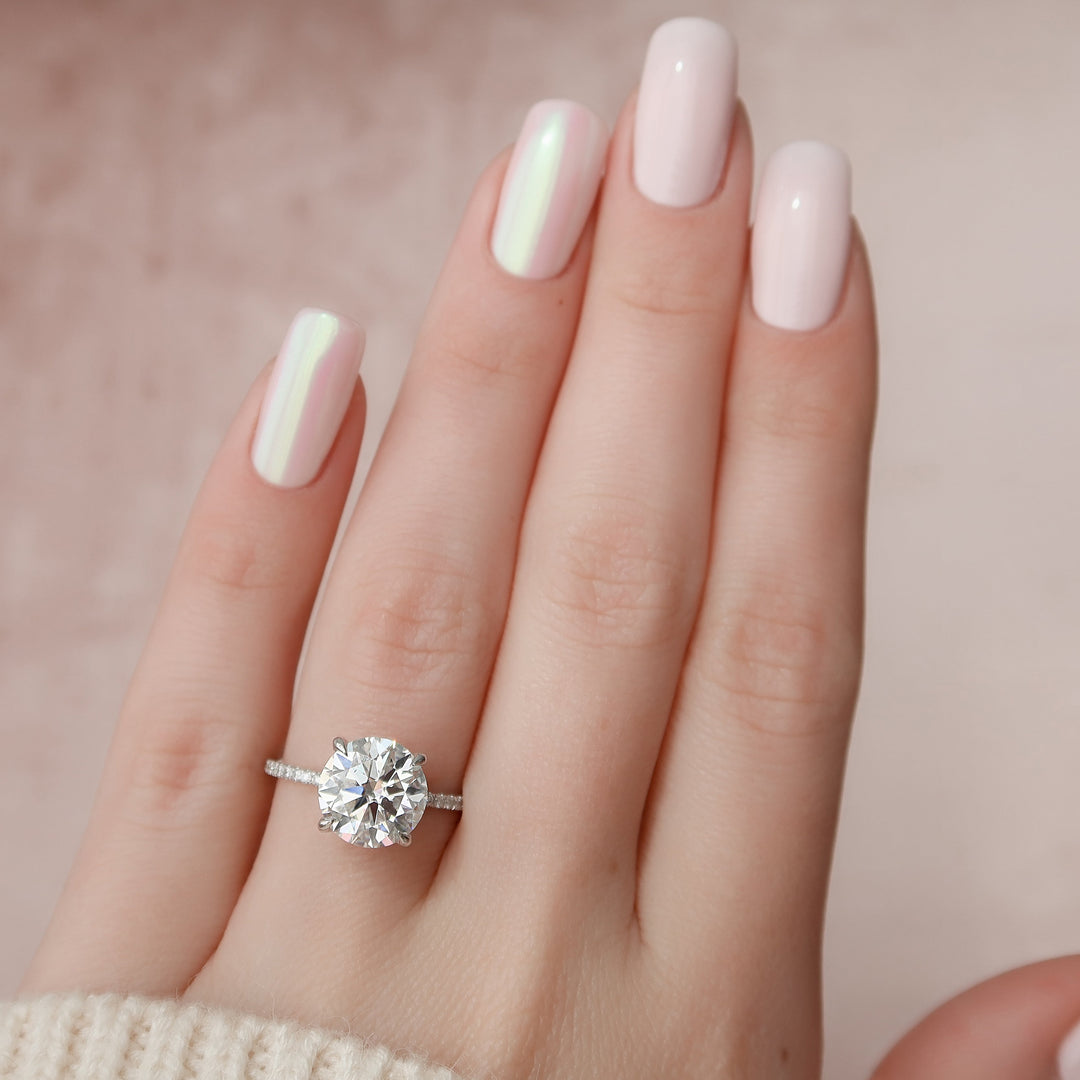 The Pave Liberty Round Lab Diamond Moissanite Engagement Ring