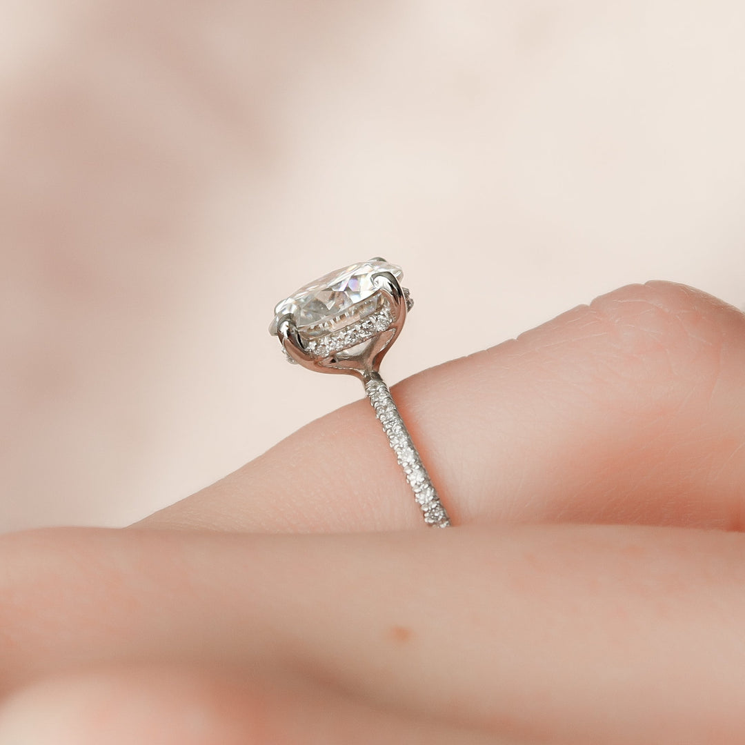 The Pave Liberty Round Lab Diamond Moissanite Engagement Ring