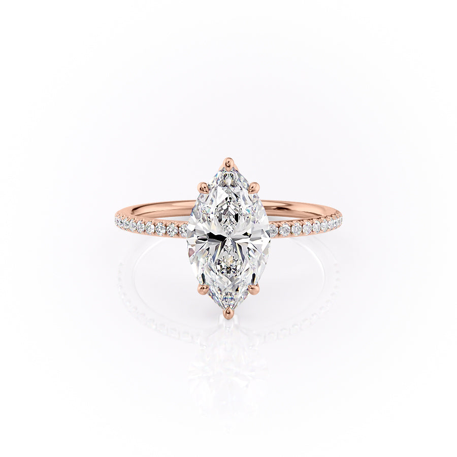 The Pave Logan Set With Marquise Pave Lab Diamond 1 Carat 14K Rose#material_rose