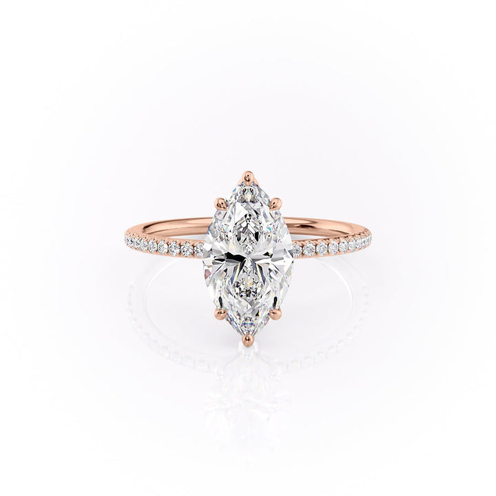 The Pave Logan Set With Marquise Pave Lab Diamond 1 Carat 14K Rose#material_rose