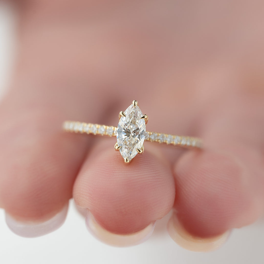 The Pave Logan Marquise Lab Diamond Moissanite Engagement Ring
