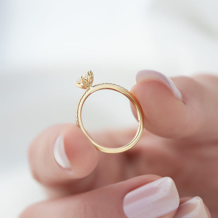 The Pave Logan Marquise Lab Diamond Moissanite Engagement Ring *Shown with 0.5 ct #material_gold