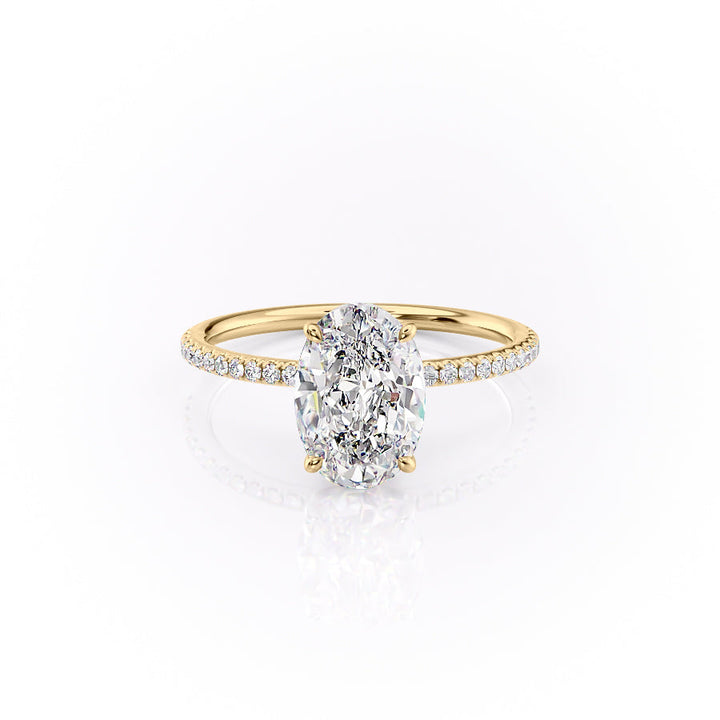 The Pave Logan Set With Oval Pave Lab Diamond 1 Carat 14K Gold#material_gold