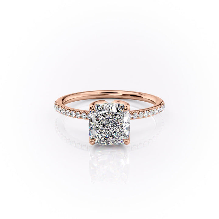 The Pave Luisa Set With A Cushion Pave Moissanite 1 Carat 14K Rose#material_14k-rose