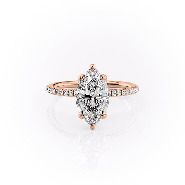 The Pave Luisa Set With A Marquise Pave Lab Diamond 1 Carat 14K Rose#material_14k-rose