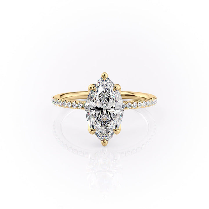 The Pave Luisa Set With A Marquise Pave Lab Diamond 1 Carat 18K Gold#material_18k-gold