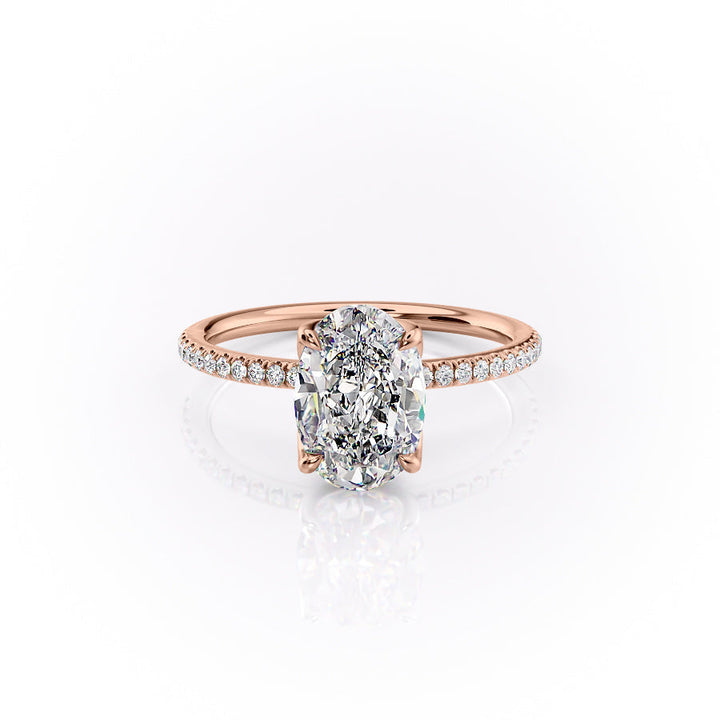 The Pave Luisa Set With A Oval Pave Moissanite 1 Carat 14K Rose#material_14k-rose