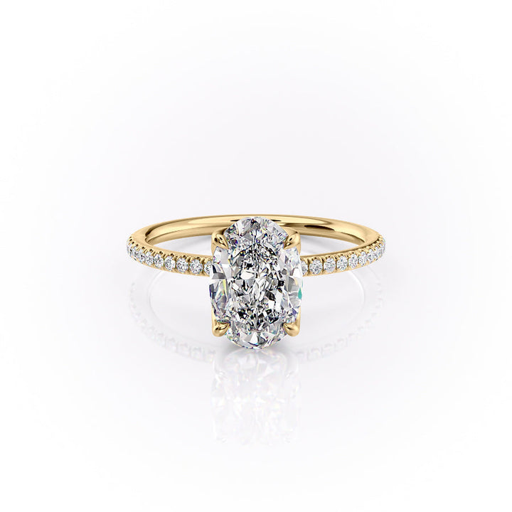 The Pave Luisa Set With A Oval Pave Lab Diamond 1 Carat 18K Gold#material_18k-gold