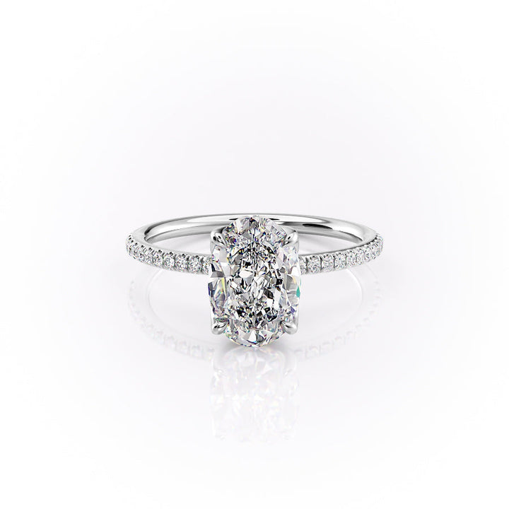 The Pave Luisa Set With A Oval Pave Moissanite 1 Carat 18K White#material_18k-white