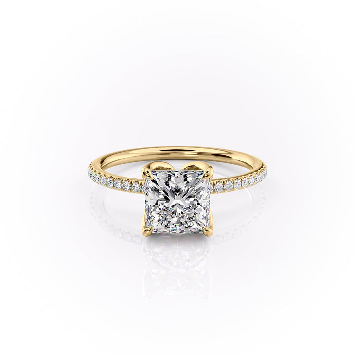 The Pave Luisa Set With A Princess Pave Moissanite 1 Carat 14K Gold#material_14k-gold