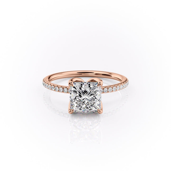 The Pave Luisa Set With A Princess Pave Moissanite 1 Carat 14K Rose#material_14k-rose