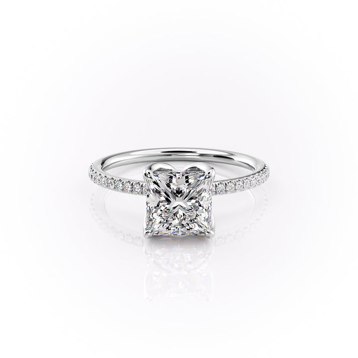 The Pave Luisa Set With A Princess Pave Moissanite 1 Carat 18K White#material_18k-white