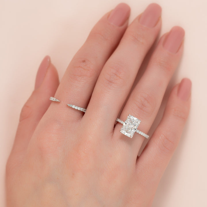 The Pave Luisa Set With A Radiant Pave Moissanite 2 Carat 14K White#material_14k-white