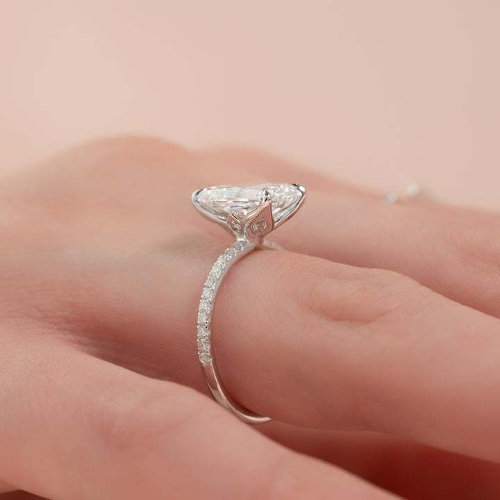 The Pave Luisa Set With A Radiant Pave Moissanite 2.5 Carat 18K White#material_18k-white