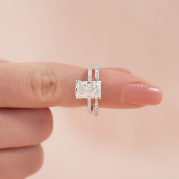 The Pave Luisa Set With A Radiant Pave Lab Diamond 3 Carat 18K White#material_18k-white