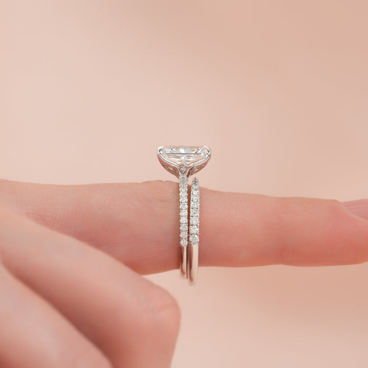 The Pave Luisa Set With A Radiant Pave Moissanite 3.5 Carat 18K White#material_18k-white