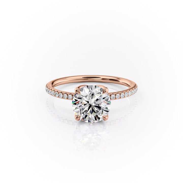 The Pave Luisa Set With A Round Pave Moissanite 1 Carat 14K Rose#material_14k-rose