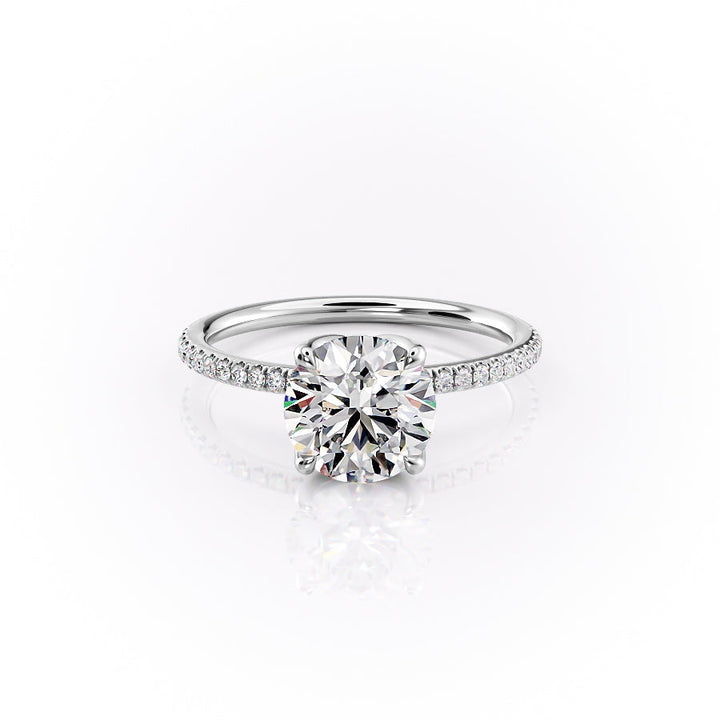 The Pave Luisa Set With A Round Pave Lab Diamond 1 Carat 14K White#material_14k-white