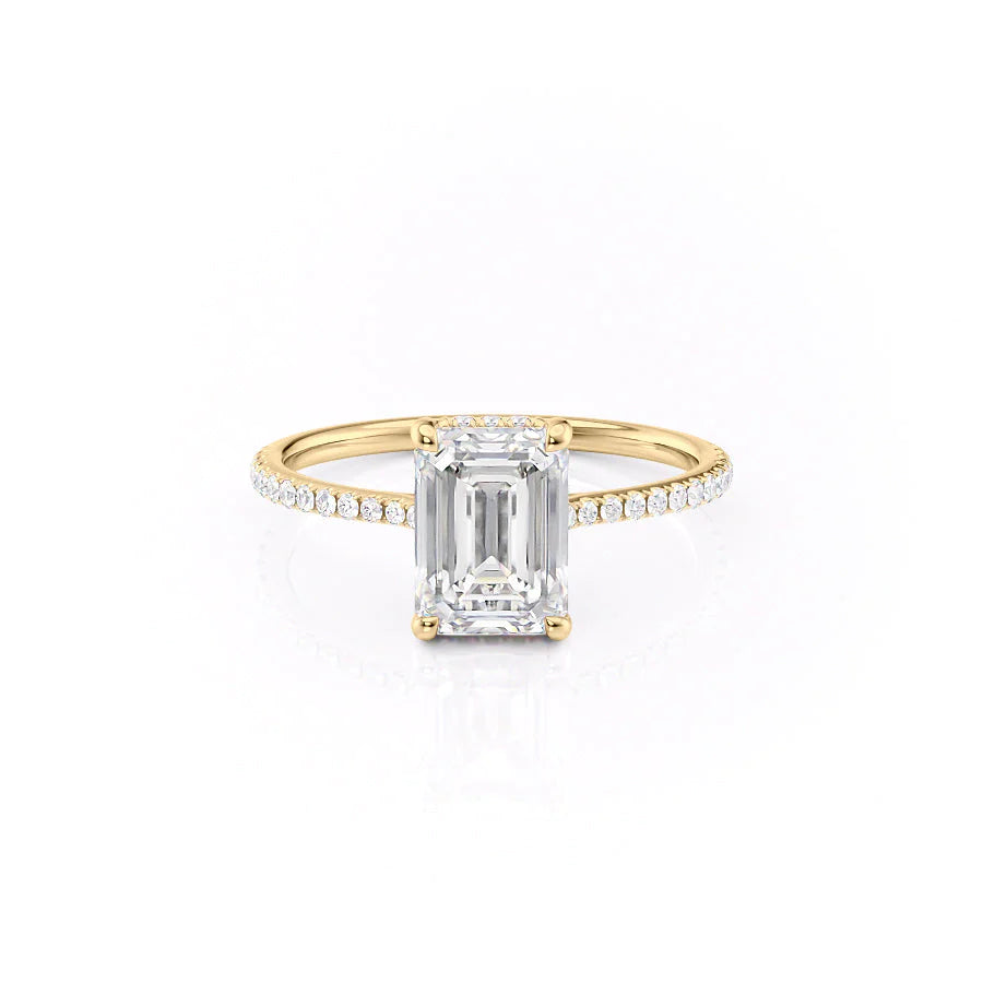 The Pave Mabel Set With Emerald Pave Lab Diamond 1 Carat 14K Gold#material_gold