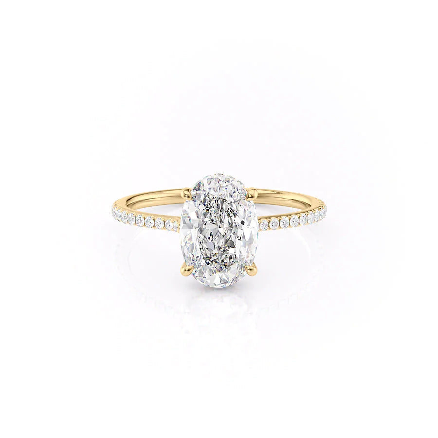 The Pave Mabel Set With Oval Pave Lab Diamond 1 Carat 14K Gold#material_gold