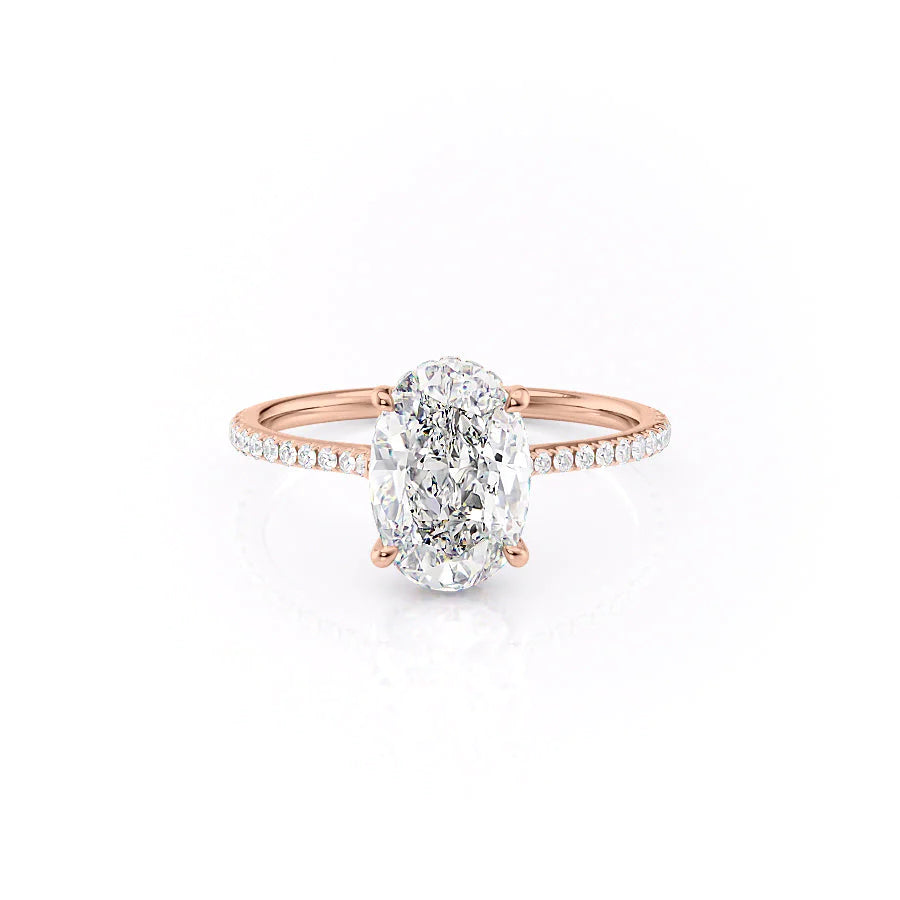 The Pave Mabel Set With Oval Pave Lab Diamond 1 Carat 14K Rose#material_rose
