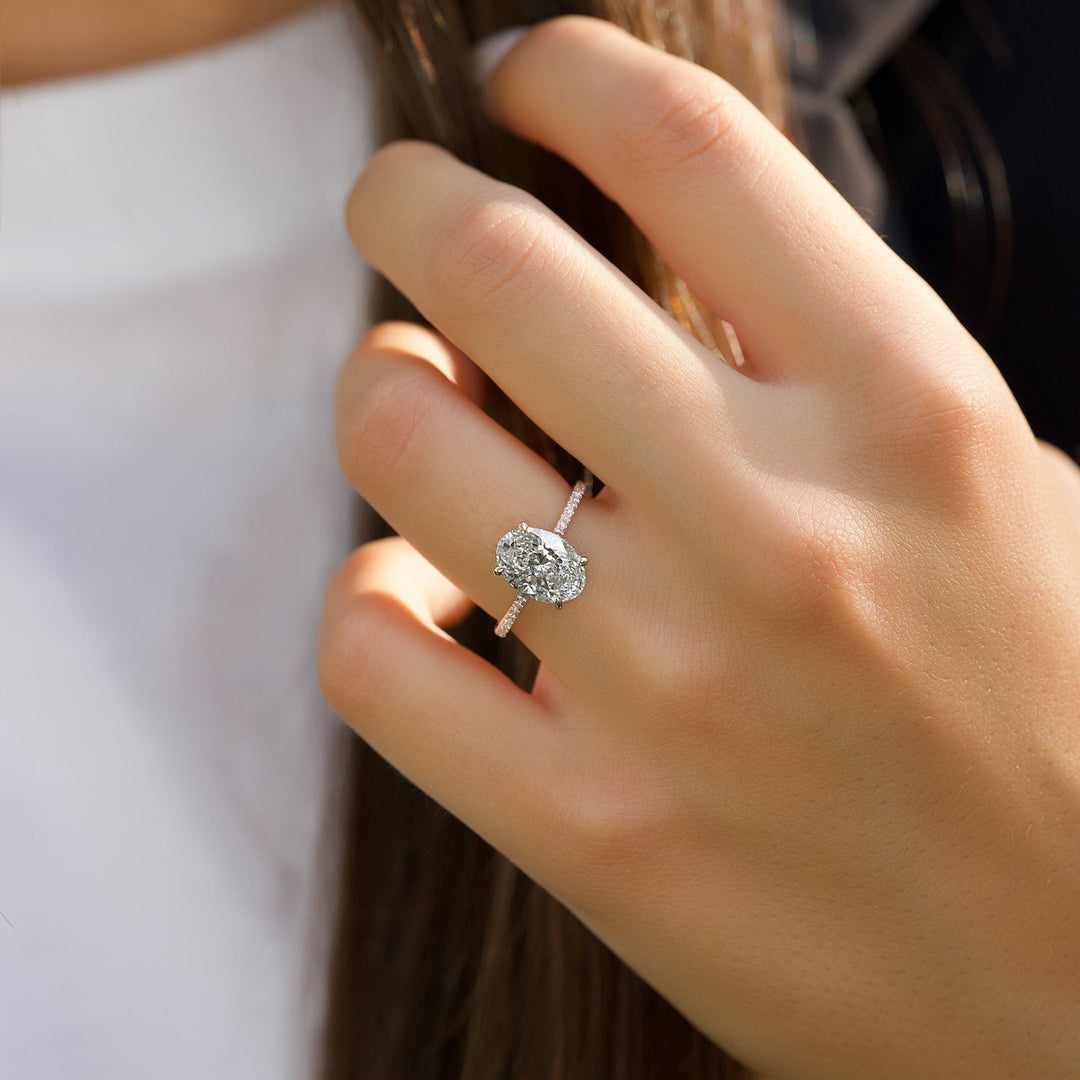 The Pave Mabel Set With Oval Pave Lab Diamond 2 Carat 14K Rose#material_rose