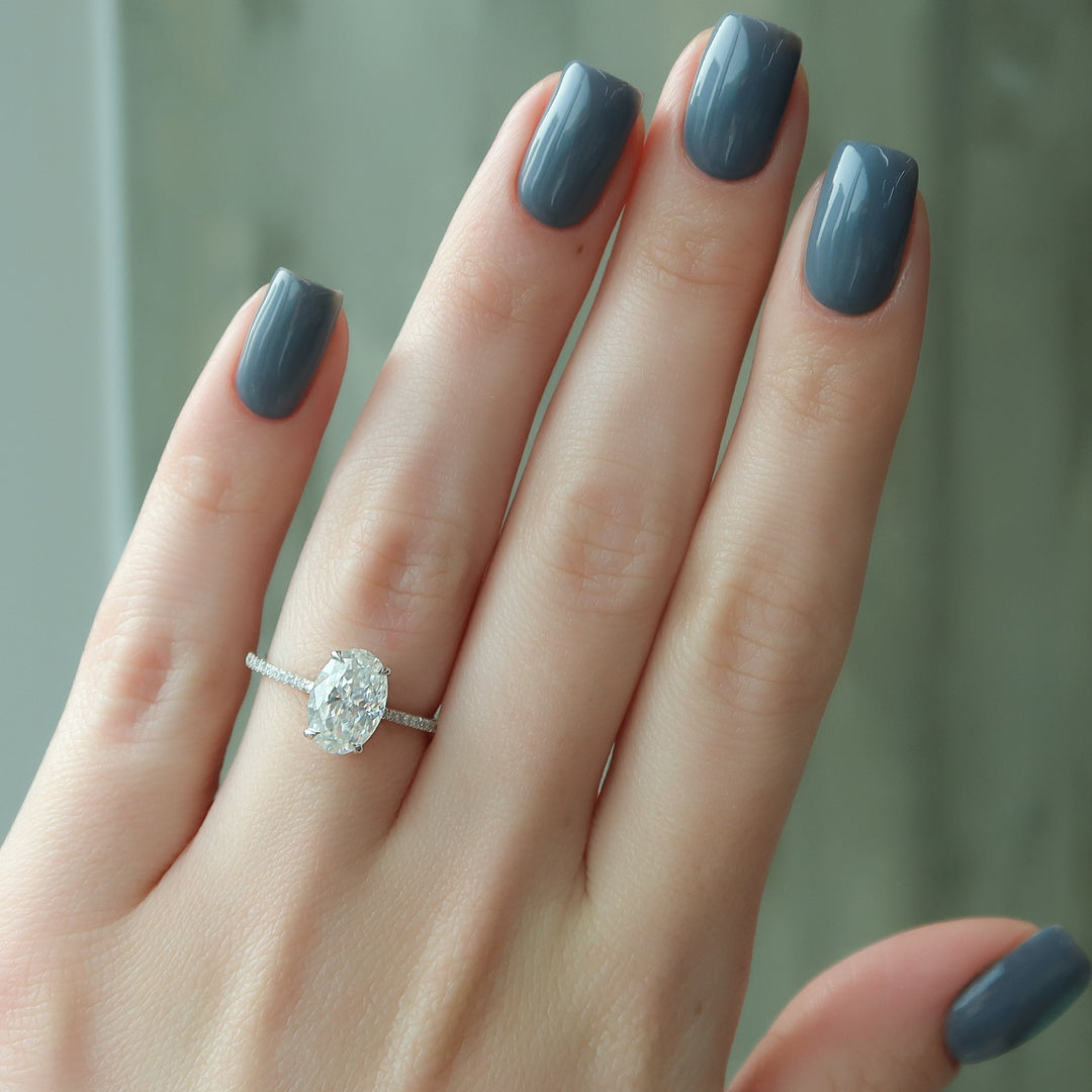 The Pave Mabel Set With Oval Pave Lab Diamond 2 Carat 14K White#material_white