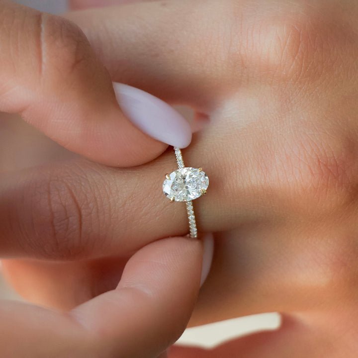 The Pave Mabel Oval Lab Diamond Moissanite Engagement Ring *Shown with 1 ct #material_gold