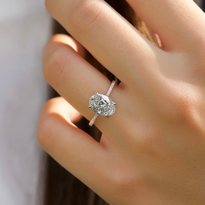 The Pave Mabel Oval Lab Diamond Moissanite Engagement Ring *Shown with 2 ct #material_rose