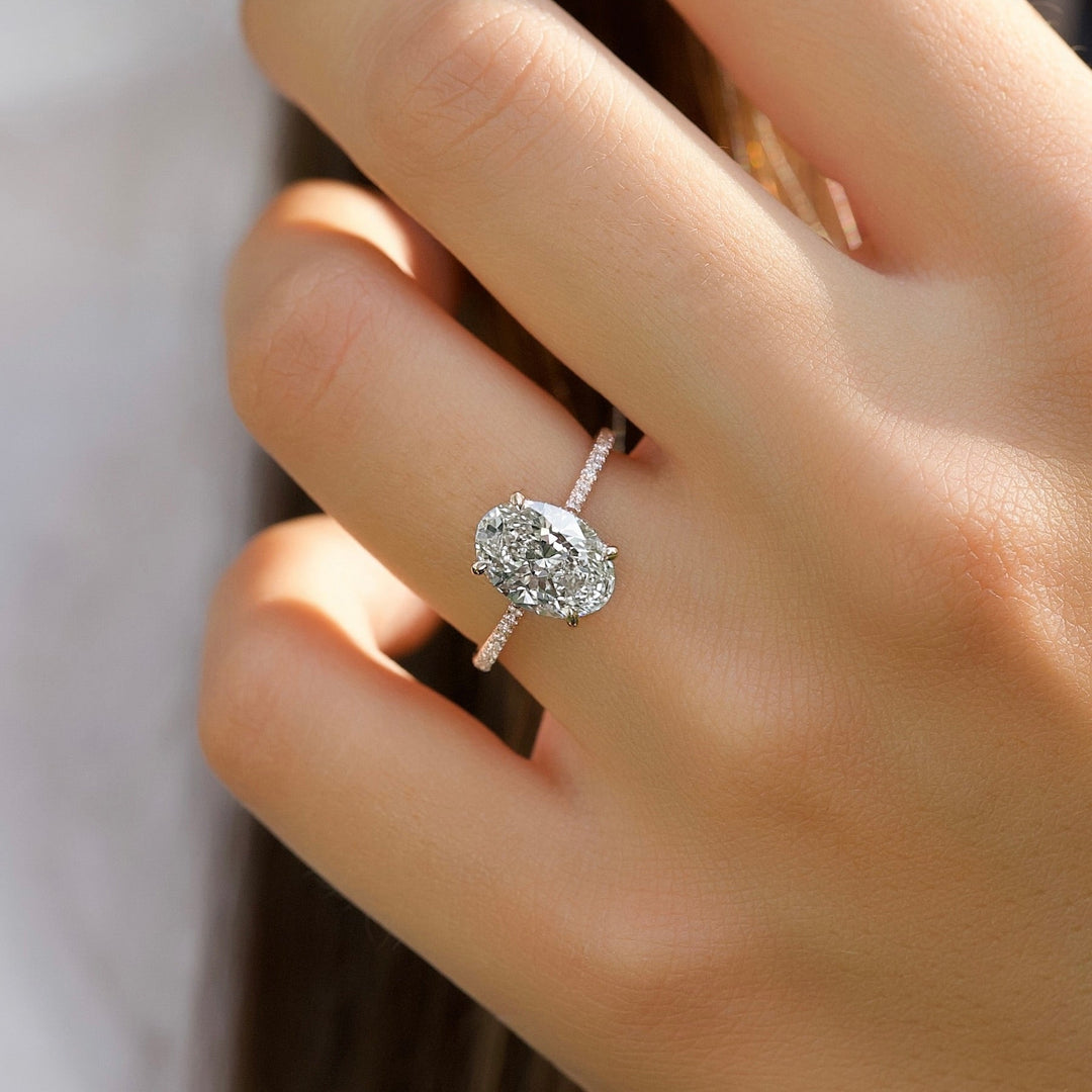 The Pave Mabel Oval Lab Diamond Moissanite Engagement Ring