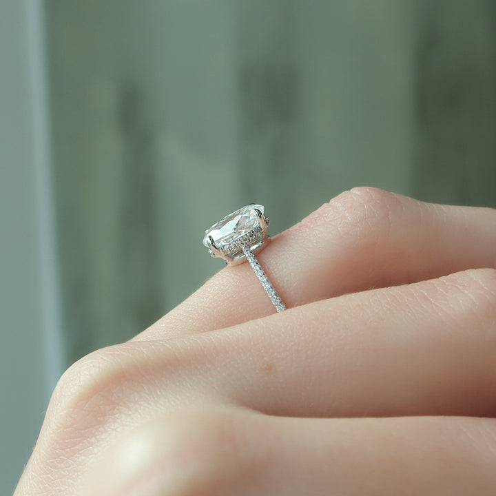 The Pave Mabel Oval Lab Diamond Moissanite Engagement Ring *Shown with 2 ct #material_white