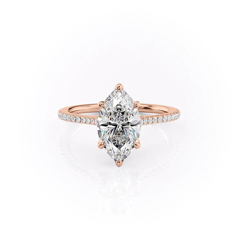 The Pave Meera Set With Marquise Pave Lab Diamond 1 Carat 14K Rose#material_rose