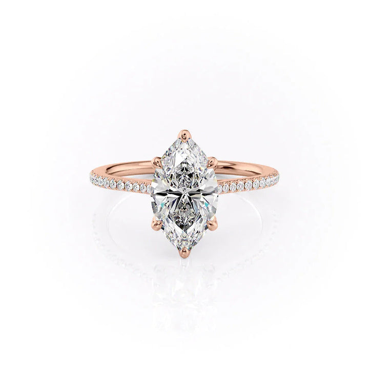 The Pave Meera Set With Marquise Pave Lab Diamond 1 Carat 14K Rose#material_rose