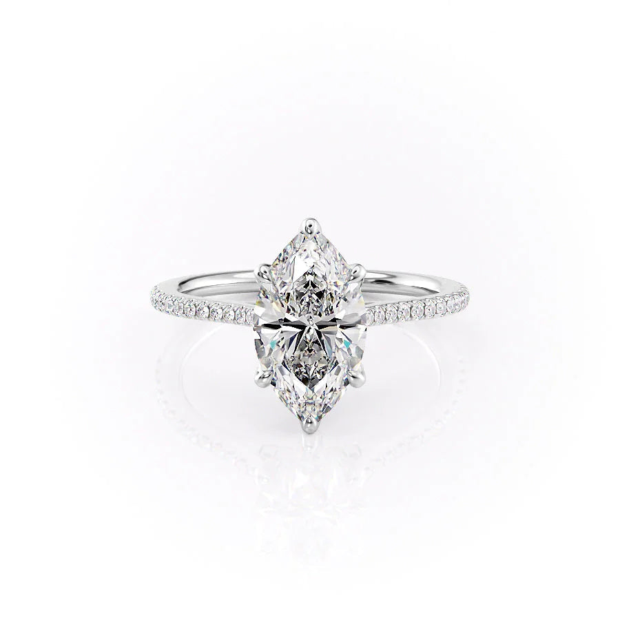 The Pave Meera Set With Marquise Pave Lab Diamond 1 Carat 14K White#material_white