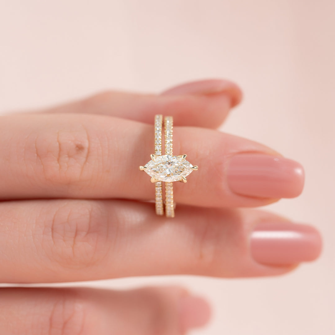 The Pave Meera Marquise Lab Diamond Moissanite Engagement Ring
