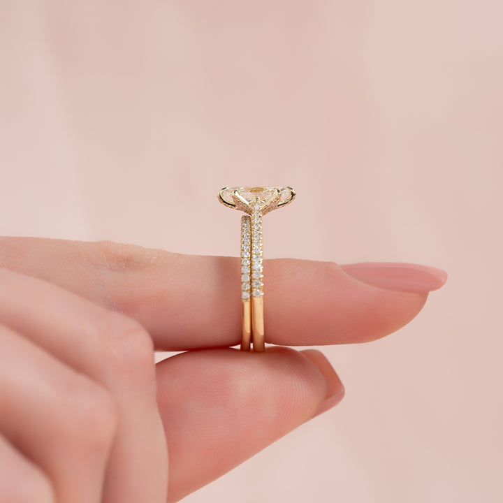 The Pave Meera Marquise Lab Diamond Moissanite Engagement Ring *Shown with 1 ct #material_gold