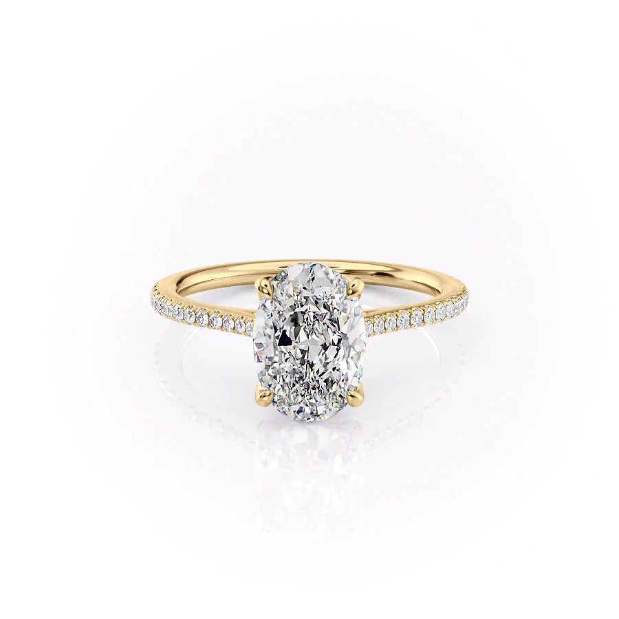 The Pave Meera Set With Oval Pave Lab Diamond 1 Carat 14K Gold#material_gold