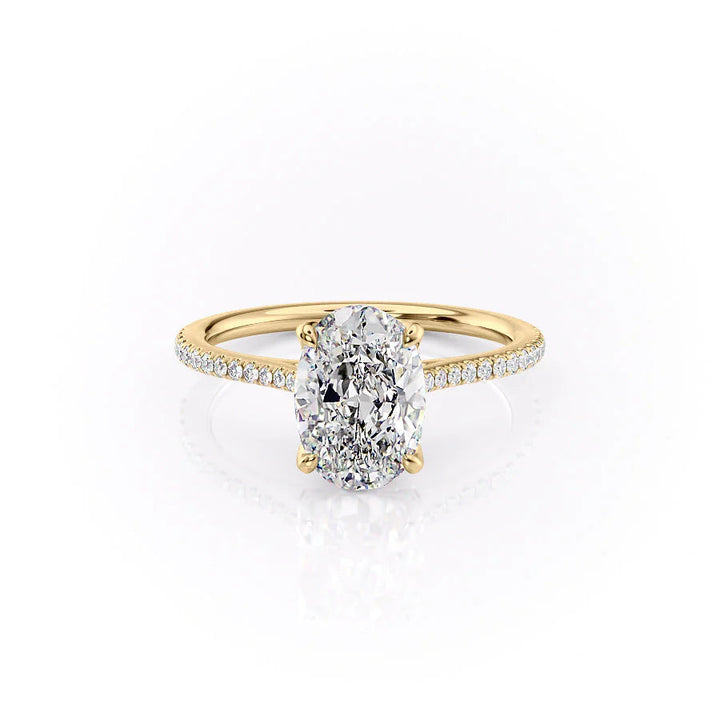 The Pave Meera Set With Oval Pave Lab Diamond 1 Carat 14K Gold#material_gold